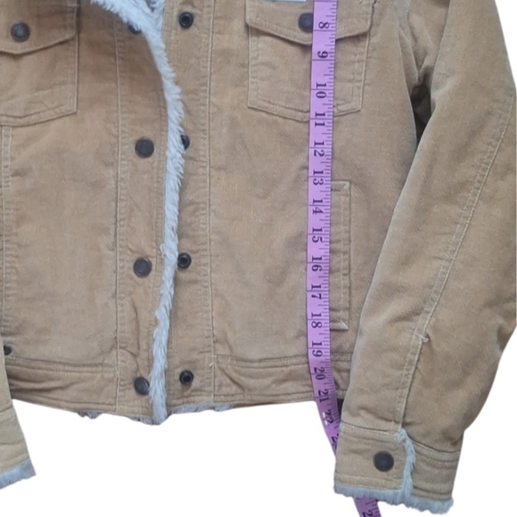 Retro Western Jacket Aeropostale Sherpa Lined Corduroy Brown Tan Button Front M - Picture 6 of 9